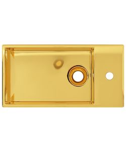 Lavandino con Troppopieno 49x25x15 cm in Ceramica Oro