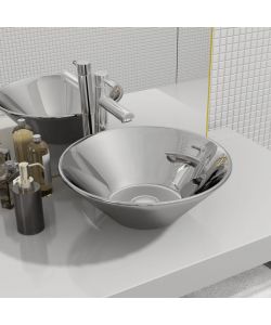 Lavandino 42x14 cm in Ceramica Argento