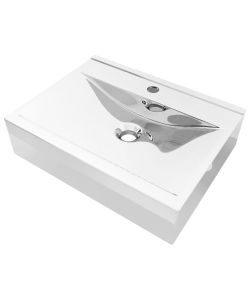 Lavandino con Troppopieno 60x46x16 cm in Ceramica Argento