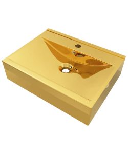 Lavandino con Troppopieno 60x46x16 cm in Ceramica Oro