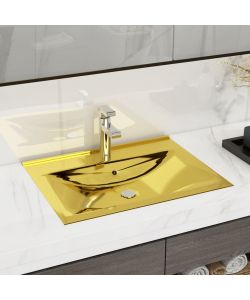 Lavandino con Troppopieno 60x46x16 cm in Ceramica Oro