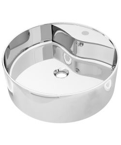 Lavandino con Troppopieno 46,5x15,5 cm in Ceramica Argento