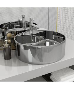Lavandino con Troppopieno 46,5x15,5 cm in Ceramica Argento
