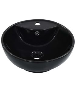 Lavandino con Troppopieno 46,5x18 cm in Ceramica Nero