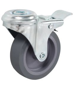Ruote Girevoli con Foro per Bulloni e Doppio Freno 4 pz 75 mm