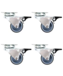 Ruote Girevoli Gemellate con Doppio Freno 4 pz 50 mm