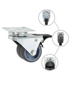 Ruote Girevoli Gemellate con Doppio Freno 4 pz 50 mm