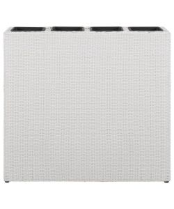 Letto Rialzato da Giardino con 4 Vasi in Polyrattan Bianco