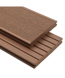 Pavimento Esterni WPC Pieno Accessori 20mq 2,2m Marrone Chiaro