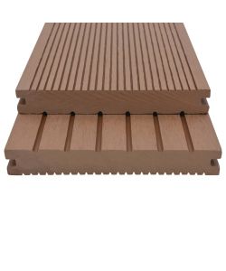 Pavimento Esterni WPC Pieno Accessori 20mq 2,2m Marrone Chiaro
