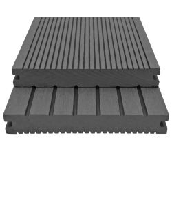 Pavimento per Esterni in WPC Pieno Accessori 26 mq 2,2 m Grigio