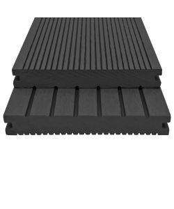 Pavimento per Esterni in WPC Pieno Accessori 16 mq 2,2 m Nero
