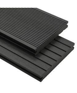 Pavimento per Esterni in WPC Pieno Accessori 20 mq 2,2 m Nero