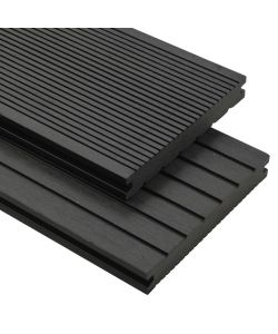 Pavimento per Esterni in WPC Pieno Accessori 30 mq 2,2 m Nero
