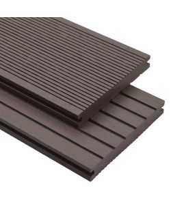 Pavimento Esterni WPC Pieno Accessori 10mq 2,2m Marrone Scuro