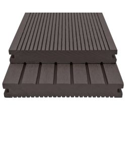 Pavimento Esterni WPC Pieno Accessori 10mq 2,2m Marrone Scuro