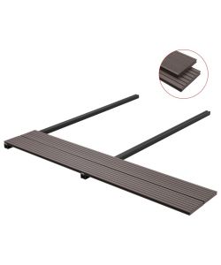 Pavimento Esterni WPC Pieno Accessori 10mq 2,2m Marrone Scuro