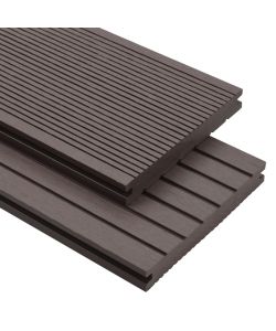 Pavimento Esterni WPC Pieno Accessori 30mq 2,2m Marrone Scuro