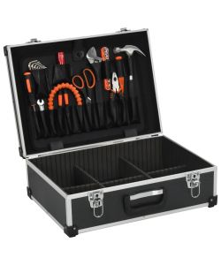  Valigetta per Attrezzi 46x33x16 cm Nera in Alluminio