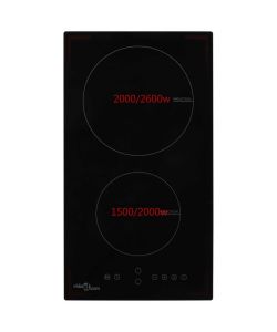 vidaXL Piano Cottura a Induzione Nero - Vetro Resistente 3500W