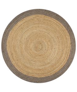 Tappeto Lavorato a Mano in Juta con Bordo Grigio 120 cm