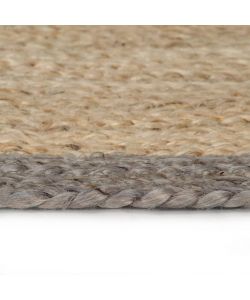 Tappeto Lavorato a Mano in Juta con Bordo Grigio 120 cm