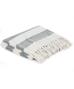 Copriletto in Cotone a Strisce 220x250 cm Verde Scuro