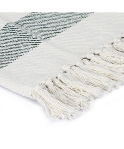 Copriletto in Cotone a Strisce 220x250 cm Verde Scuro