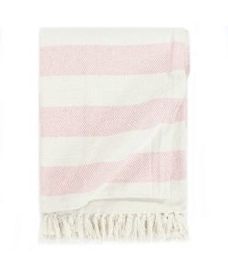 Copriletto in Cotone a Strisce 125x150 cm Rosa Antico