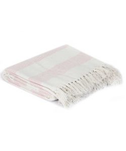 Copriletto in Cotone a Strisce 125x150 cm Rosa Antico
