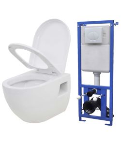 WC a Muro con Sciacquone Nascosto in Ceramica Bianco