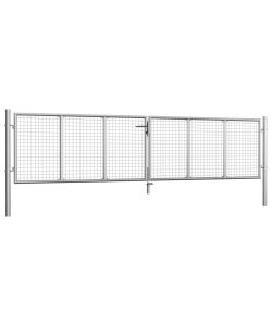 Cancello per Giardino in Acciaio Zincato 415x125 cm Argento
