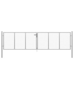 Cancello per Giardino in Acciaio Zincato 415x175cm Argento