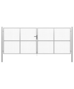 Cancello per Giardino in Acciaio Zincato 415x200cm Argento