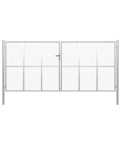 Cancello per Giardino in Acciaio Zincato 415x250 cm Argento