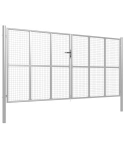 Cancello per Giardino in Acciaio Zincato 415x250 cm Argento