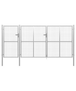 Cancello per Giardino in Acciaio 400x150 cm Argento 144349