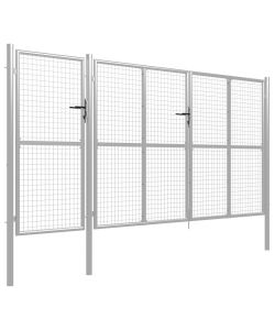 Cancello per Giardino in Acciaio 400x150 cm Argento 144349