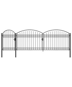 Cancello da Giardino ad Arco in Acciaio 1,75x5 m Nero