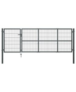 Cancello di Recinzione con Pali in Acciaio 350x100 cm Antracite