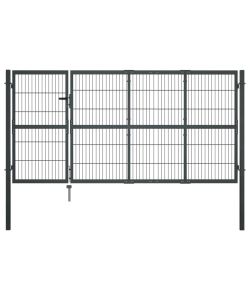 Cancello di Recinzione con Pali in Acciaio 350x120 cm Antracite