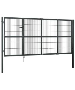 Cancello di Recinzione con Pali in Acciaio 350x120 cm Antracite