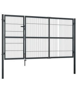 Cancello di Recinzione con Pali in Acciaio 350x140 cm Antracite