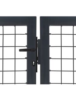 Cancello di Recinzione con Pali in Acciaio 350x140 cm Antracite