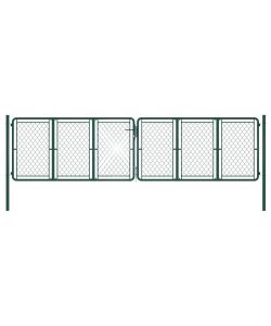 Cancello per Giardino in Acciaio 400x100cm Verde 144415