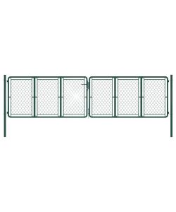 Cancello per Giardino in Acciaio 400x125 cm Verde 144416