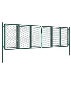 Cancello per Giardino in Acciaio 400x125 cm Verde 144416