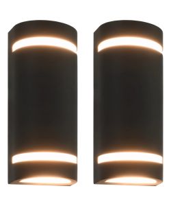 Lampade da Parete da Esterno 2 pz 35 W Nere Semicircolari 45649