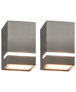 Lampade da Parete da Esterno 2 pz 35 W Argento Rettangolari 45650