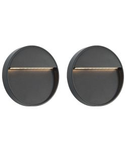 Lampade da Parete da Esterno a LED 2 pz 3 W Nere Rotonde